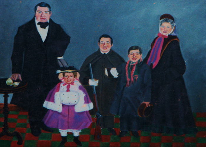 artist oil painting folk art family karin cohen