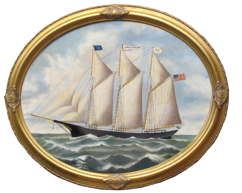 artist oil painting 19th century schooner