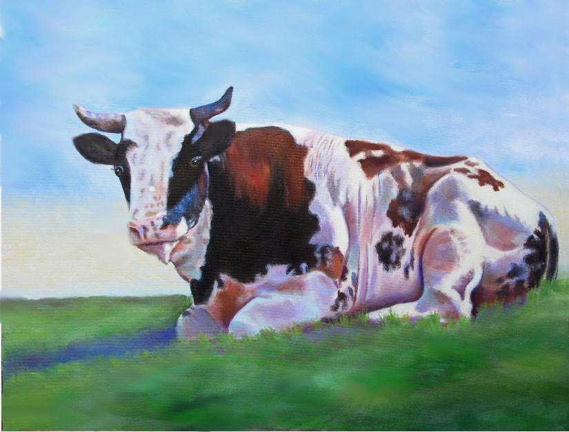 artist oil painting Bo the Bull