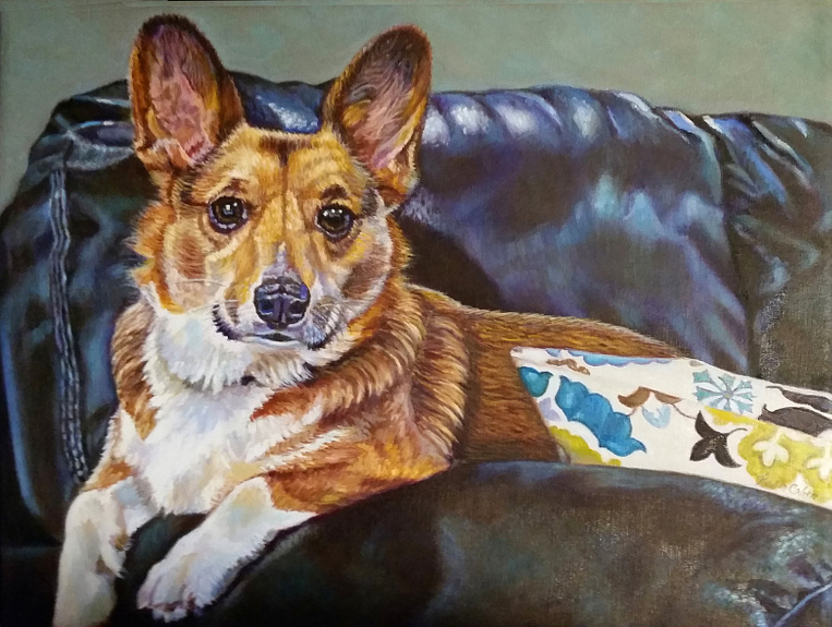 Artist-oil-painting-commissioned-dog-portrait-loki