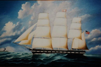 artist oil painting19th century sailing vessel