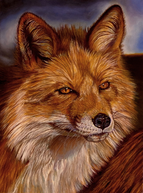 artist oil painting red fox